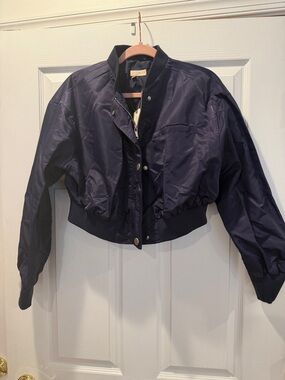 Cropped Navy Bomber Jacket